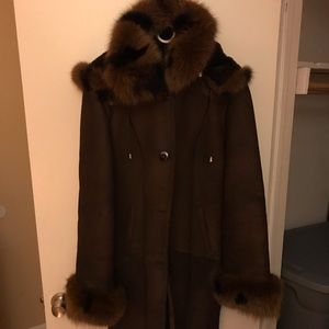 Real Leather and Mink 3/4 Length Coat